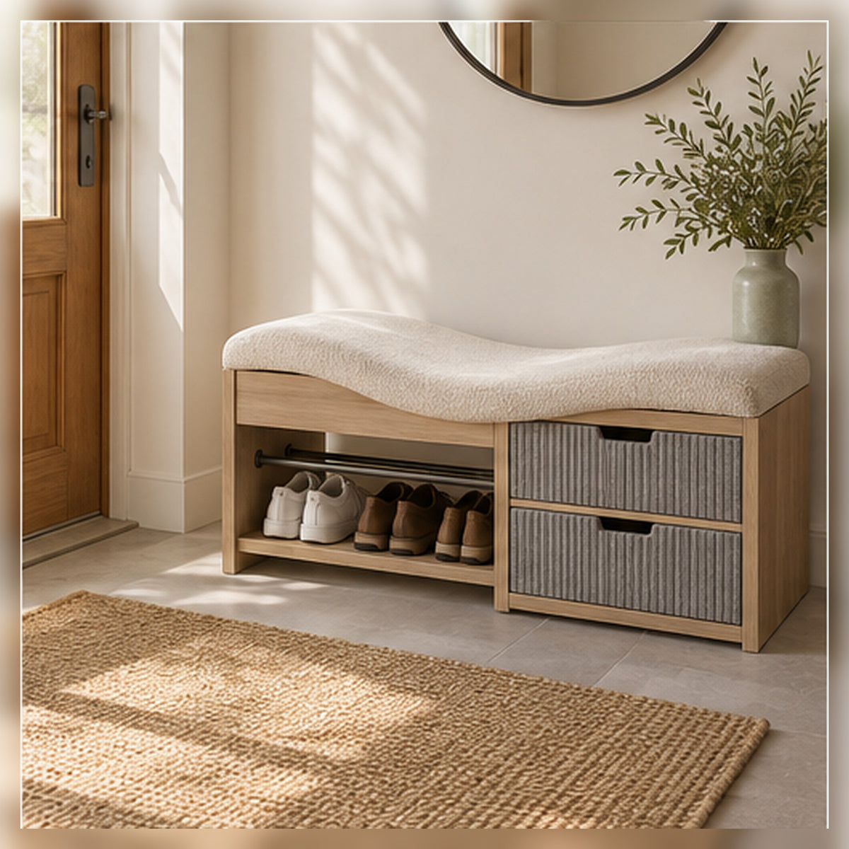 Banc-Coffre Sillage – Assise d’entrée avec rangement coulissant