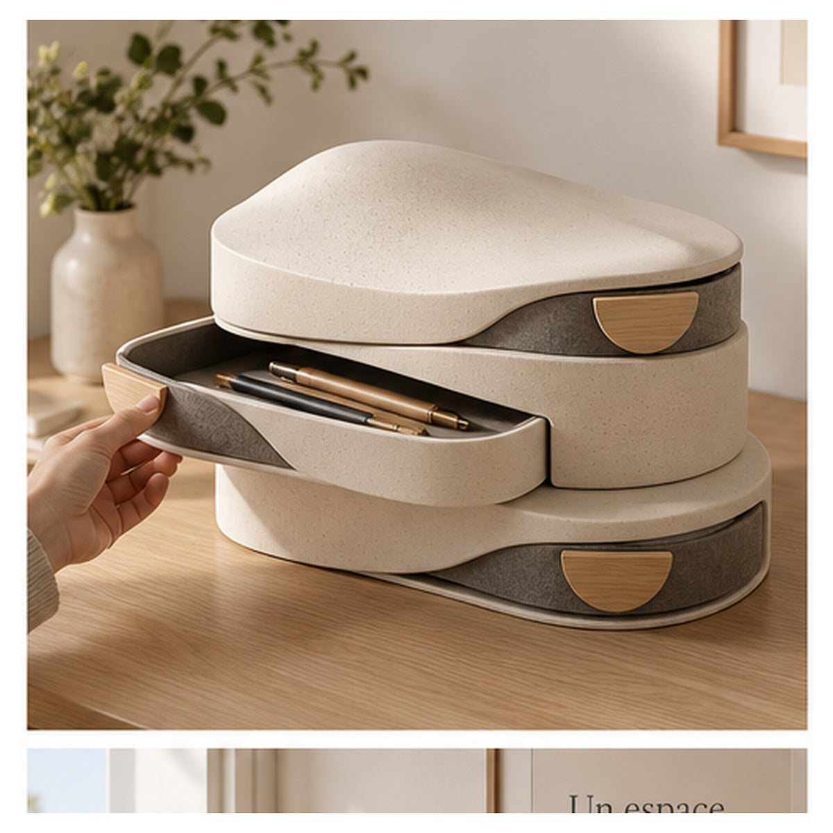 Boîtes Coulisse Dune – Ensemble de trois rangements empilables