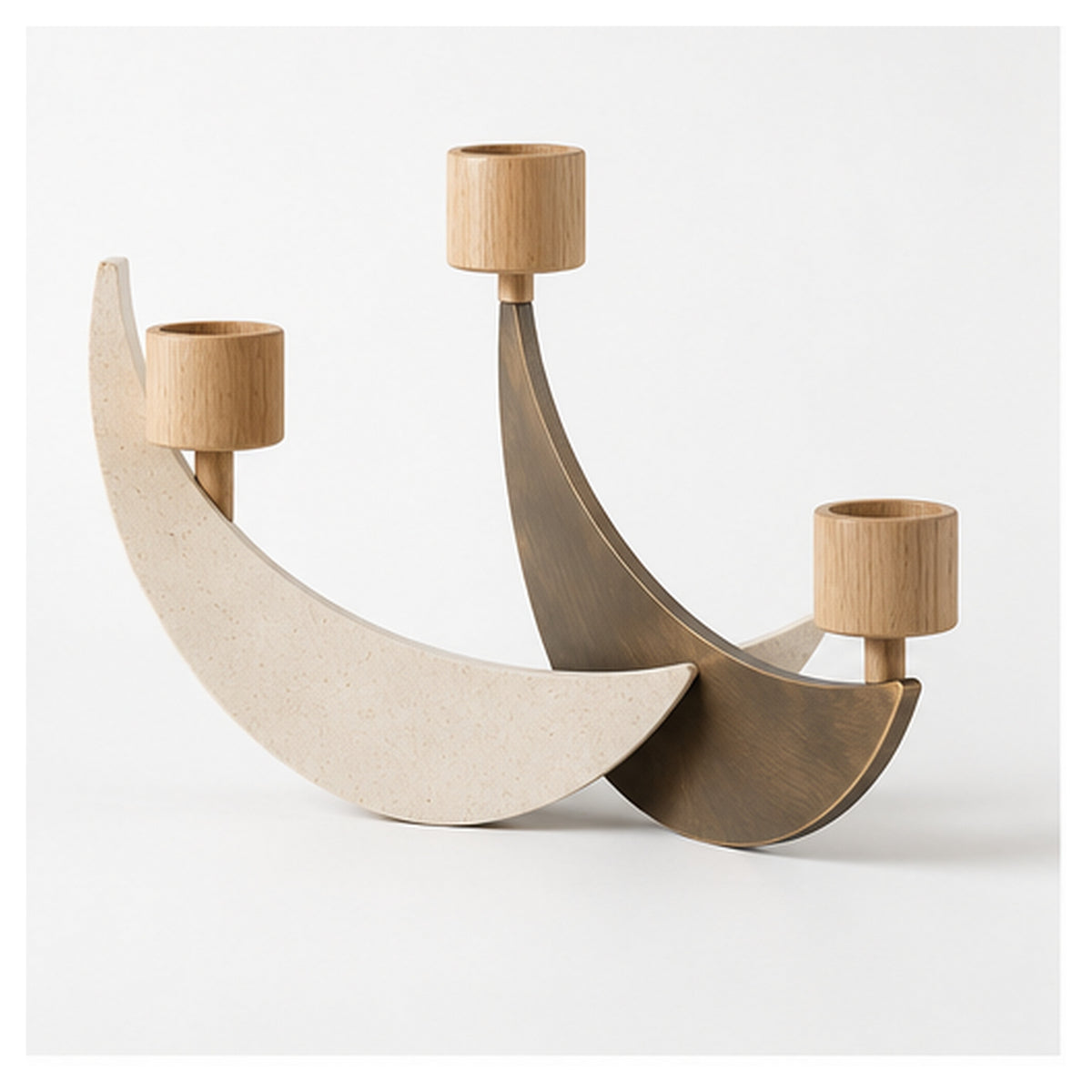 Bougeoir Lune Croisée – Composition à trois bougies