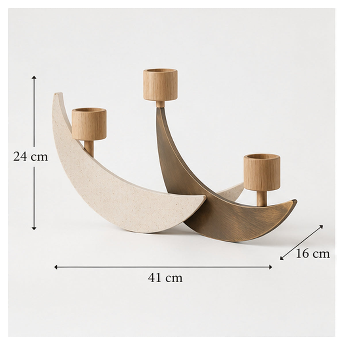 Bougeoir Lune Croisée – Composition à trois bougies