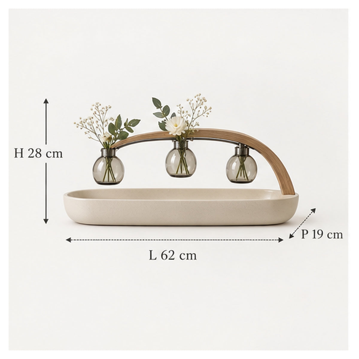 Centre de Table Arche Flottante – Trio de soliflores coulissants