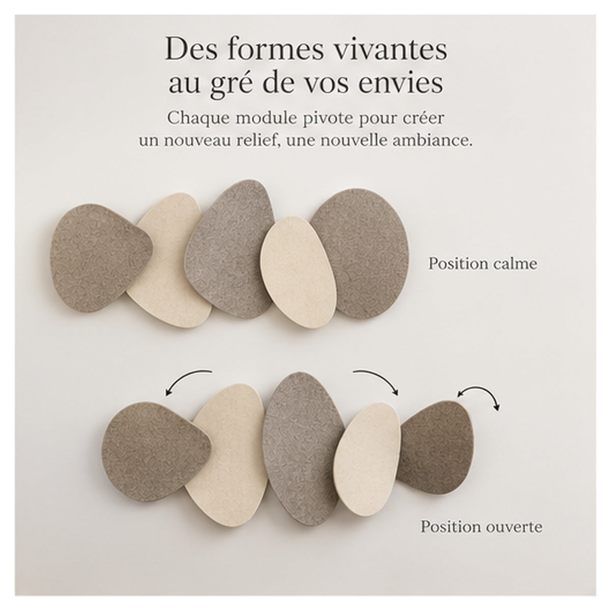 Décor Mural Ondes Calmes – Relief modulable à cinq panneaux