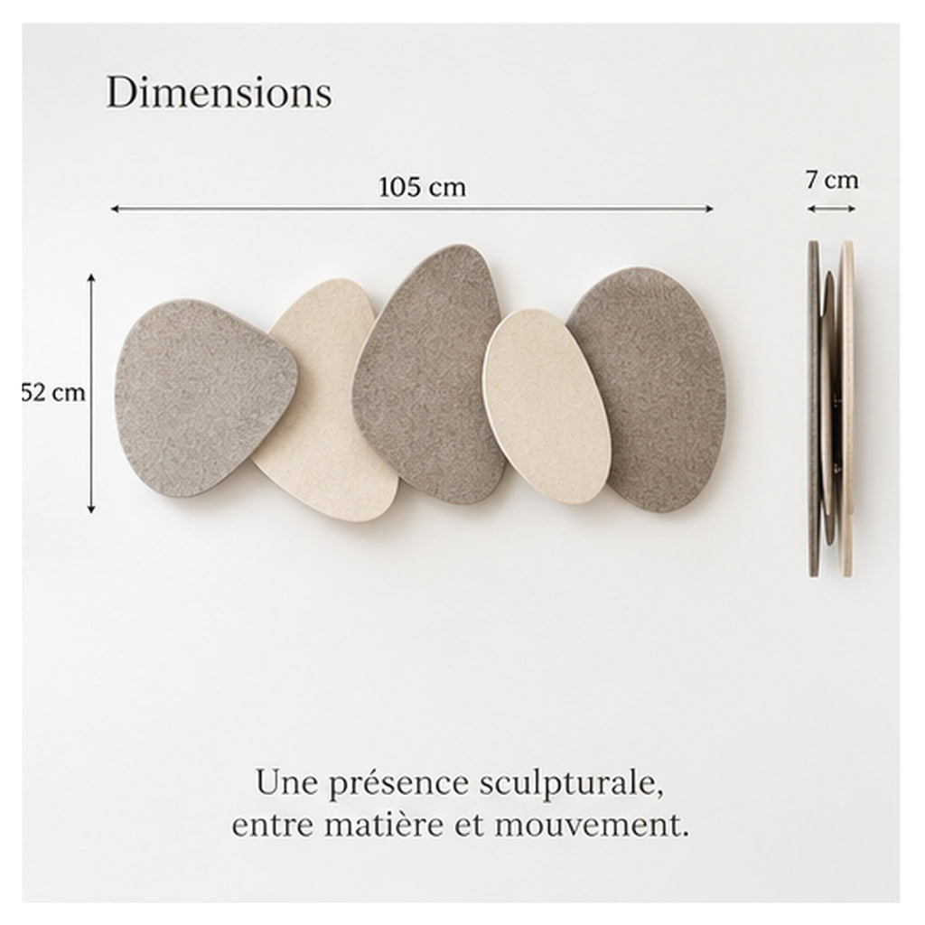 Décor Mural Ondes Calmes – Relief modulable à cinq panneaux