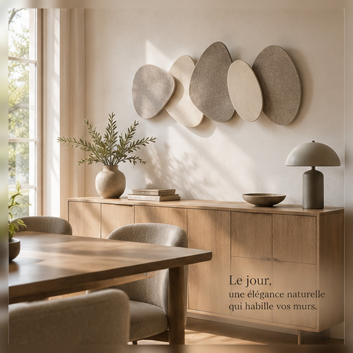 Décor Mural Ondes Calmes – Relief modulable à cinq panneaux