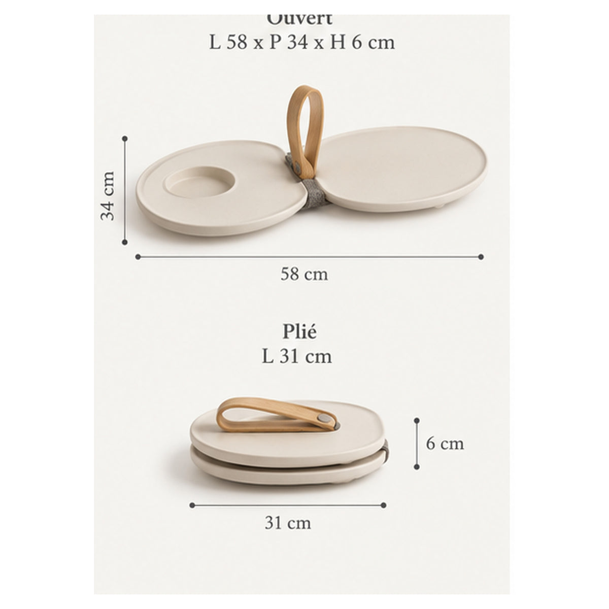Plateau Nomade Nœud – Plateau pliant à double surface