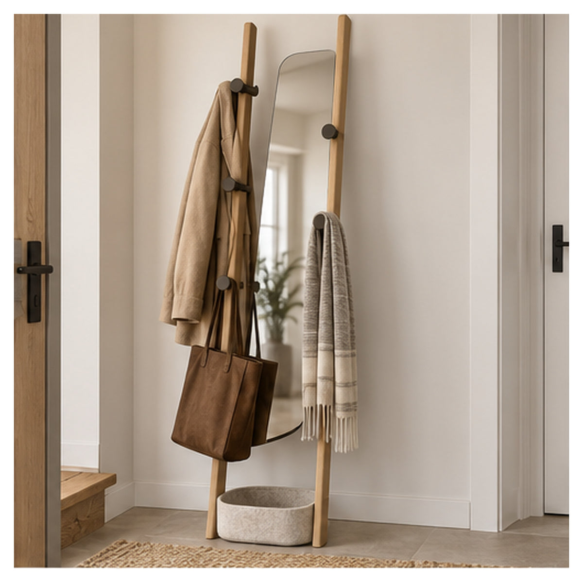 Portemanteau Échelle Miroir – Vestiaire sur pied multifonction