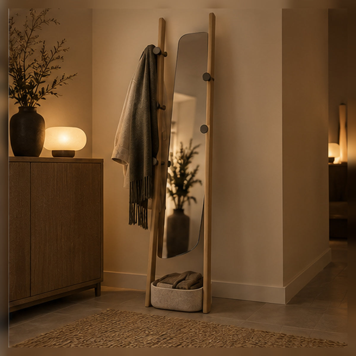 Portemanteau Échelle Miroir – Vestiaire sur pied multifonction