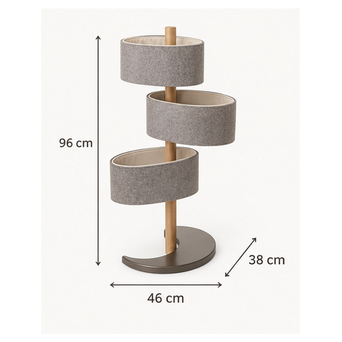 Tour Textile Orbite – Rangement rotatif à trois paniers