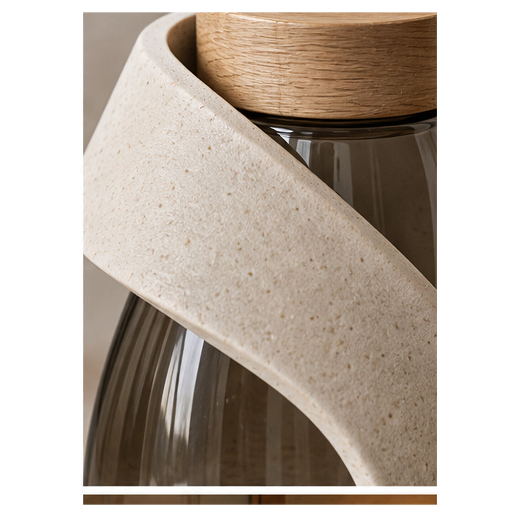 Vase Ruban Minéral – Vase sculptural à cœur en verre fumé