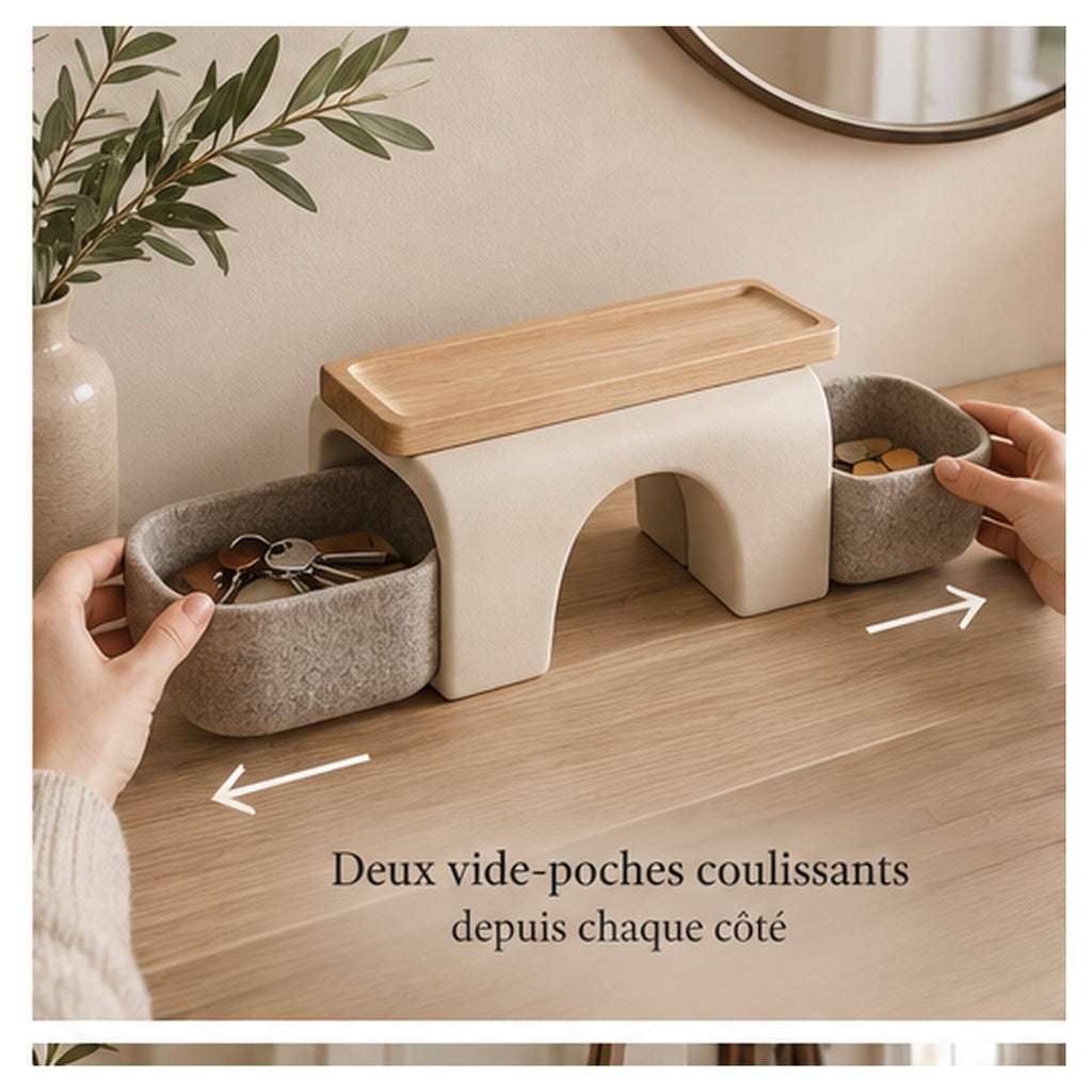 Vide-Poches Passage – Organiseur d’entrée avec deux bols coulissants