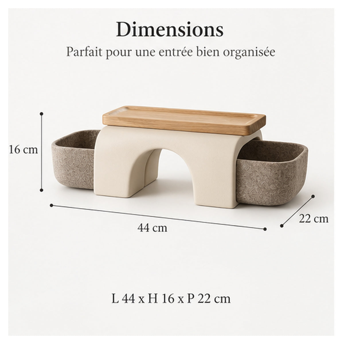 Vide-Poches Passage – Organiseur d’entrée avec deux bols coulissants